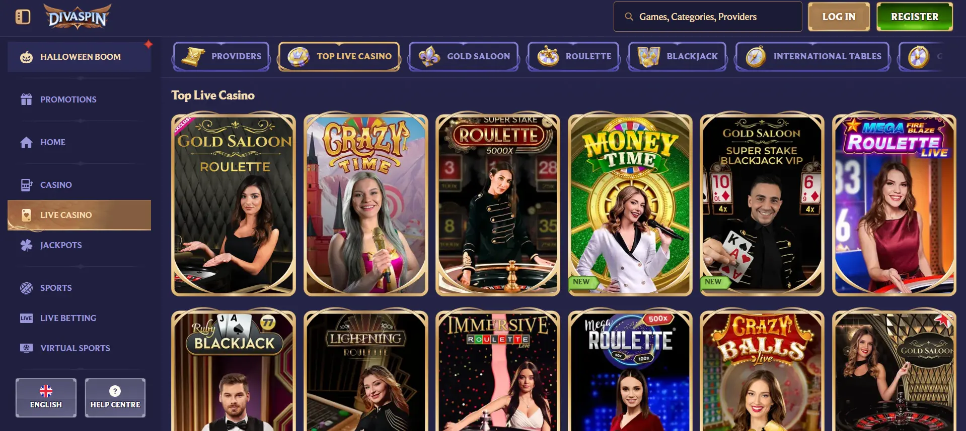 Casino ao Vivo do Divaspin