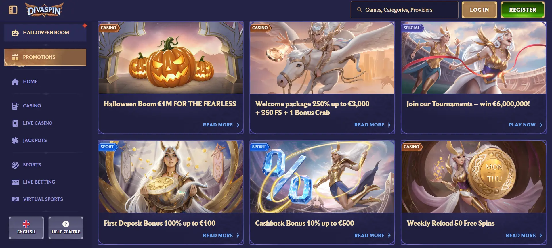 Promoties bij Divaspin Casino